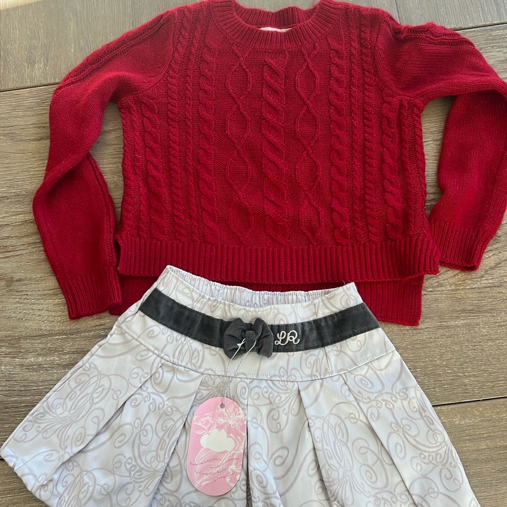 Dillards girl’s red sweater and skirt NWT size 6